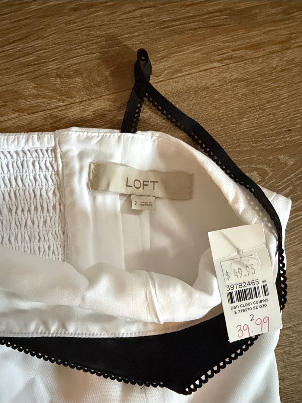 LOFT White and Black Satin Cami Crop Top - Picture 2 of 3